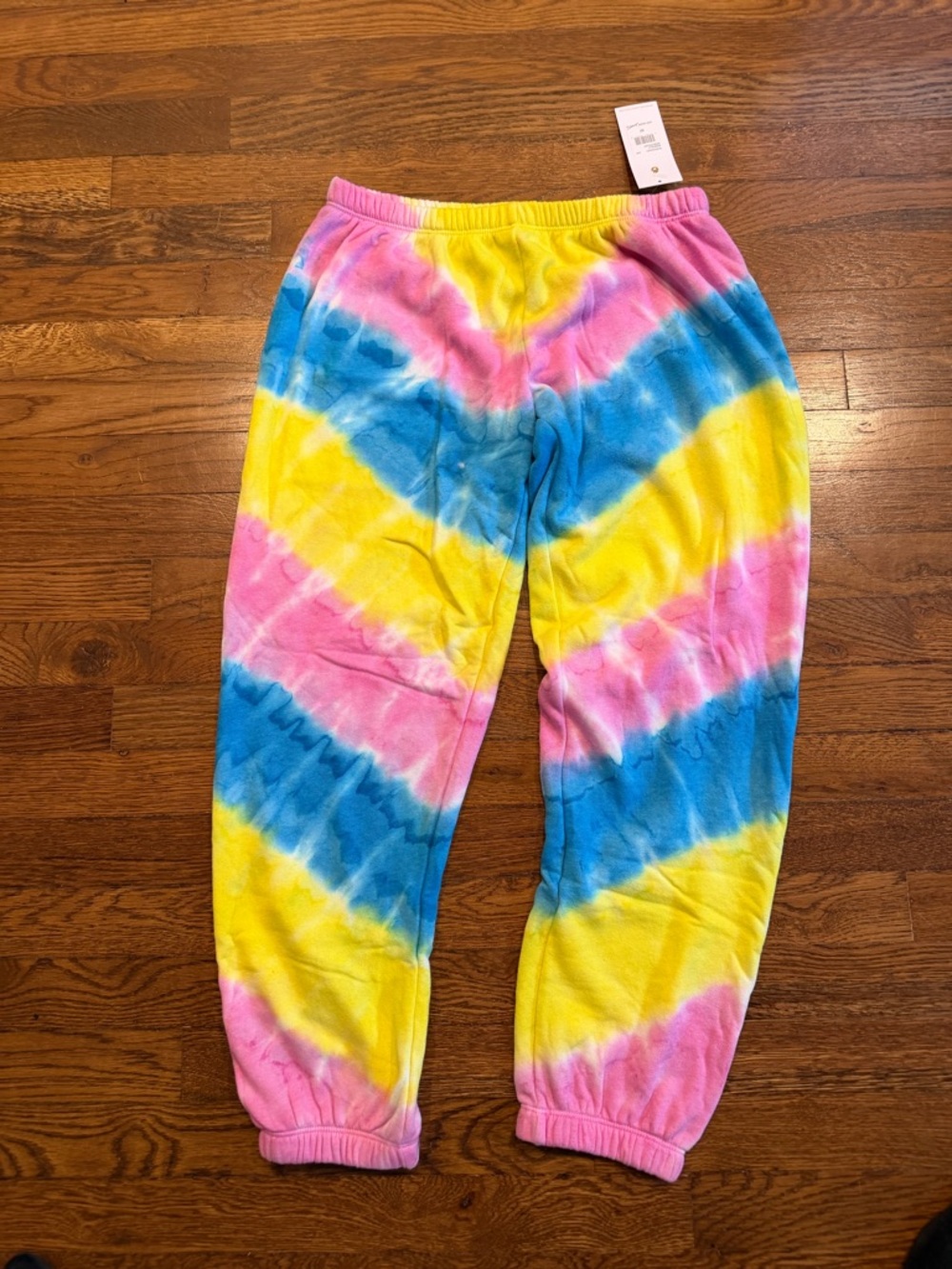 Spiritual Gangster- Cozy Tie-Dye Fleece Joggers - Pink, Blue & Yellow
